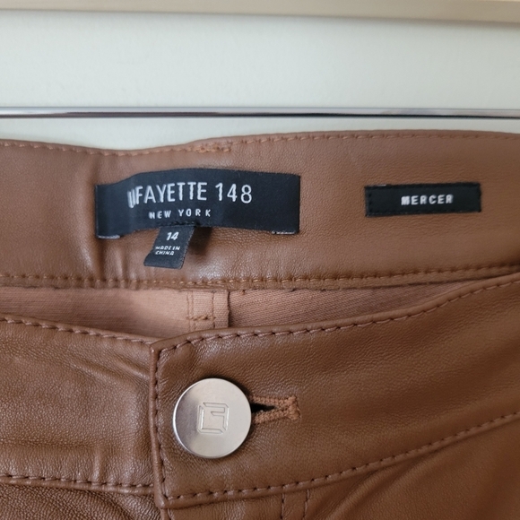Lafayette 148 New York Mercer Nappa  Leather Pants Brown - Picture 10 of 11